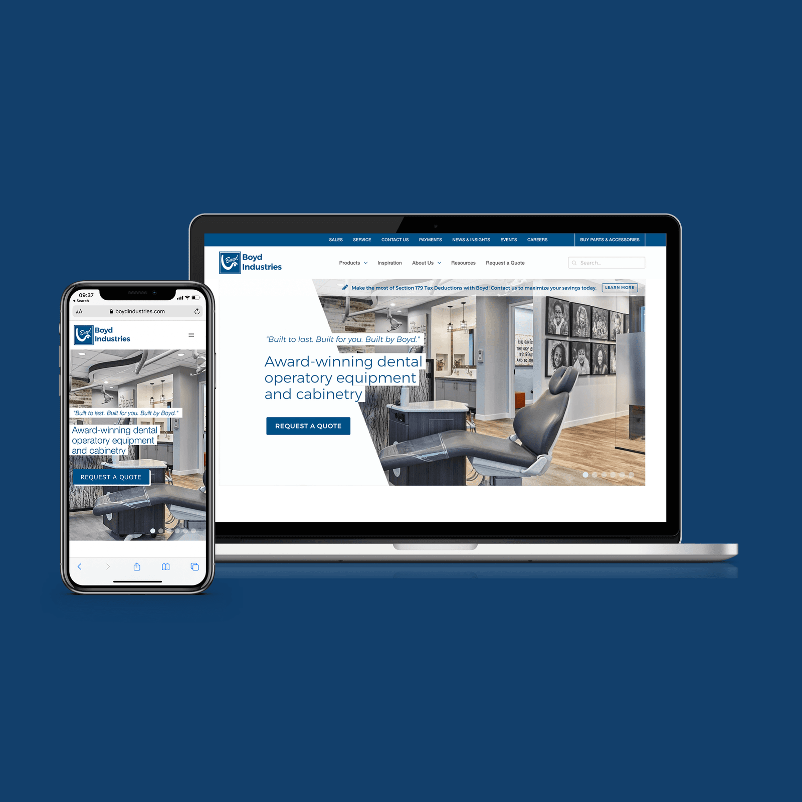 The Boyd Industries website shown on a laptop and phone