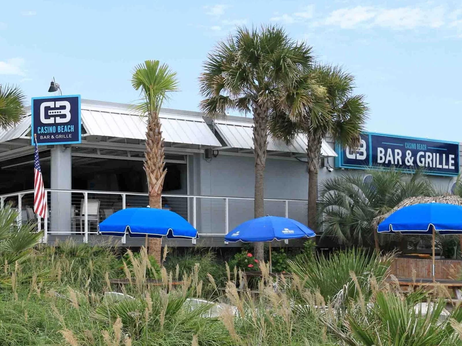 The present-day Casino Beach Bar & Grille signage on the same site