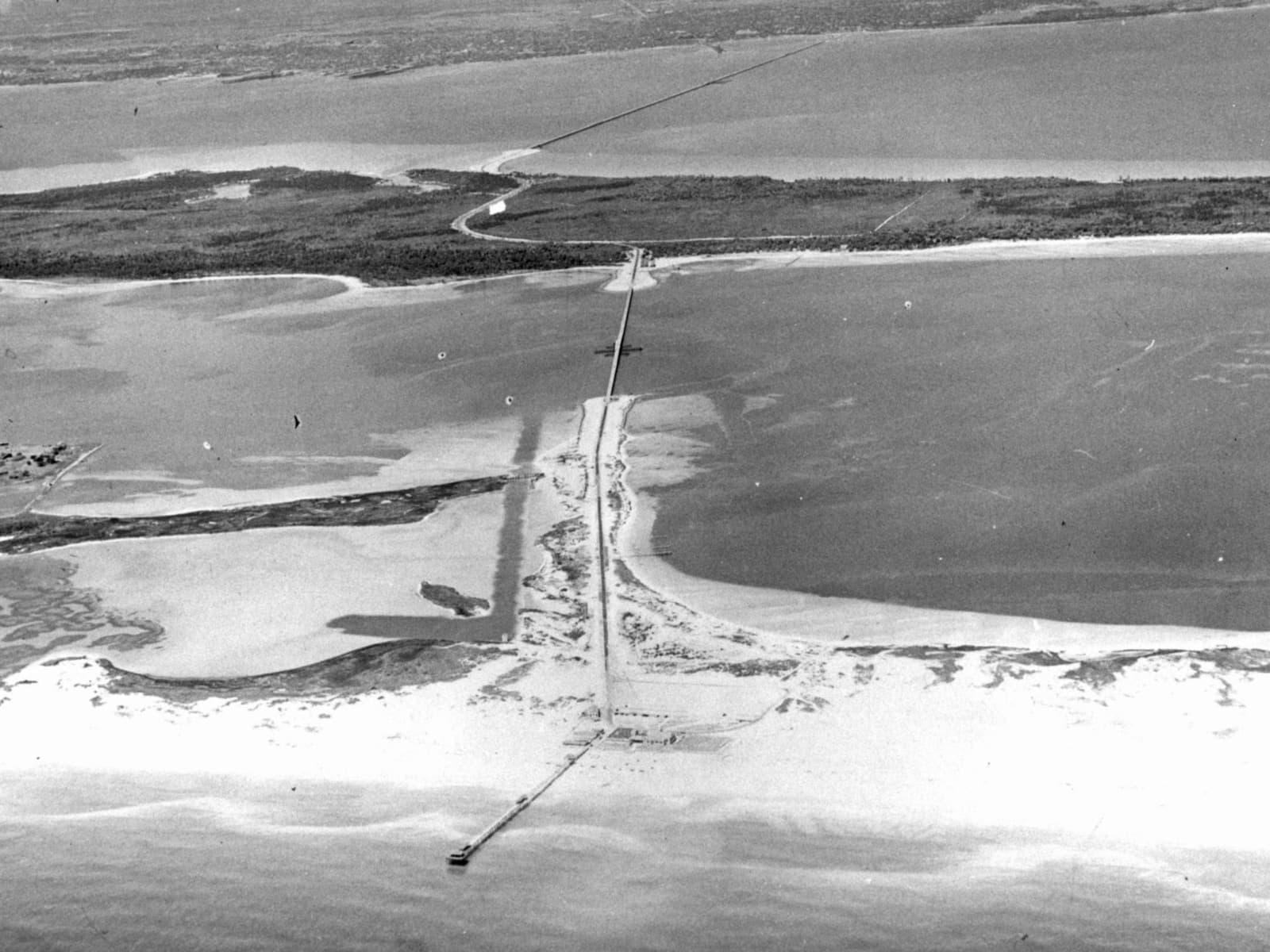 Historic view of the bridges leading to Pensacola Beach