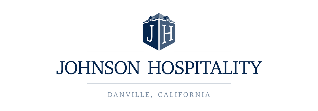 The final Johnson Hospitality logo: navy building mark above the JOHNSON HOSPITALITY wordmark and 'Danville, California'
