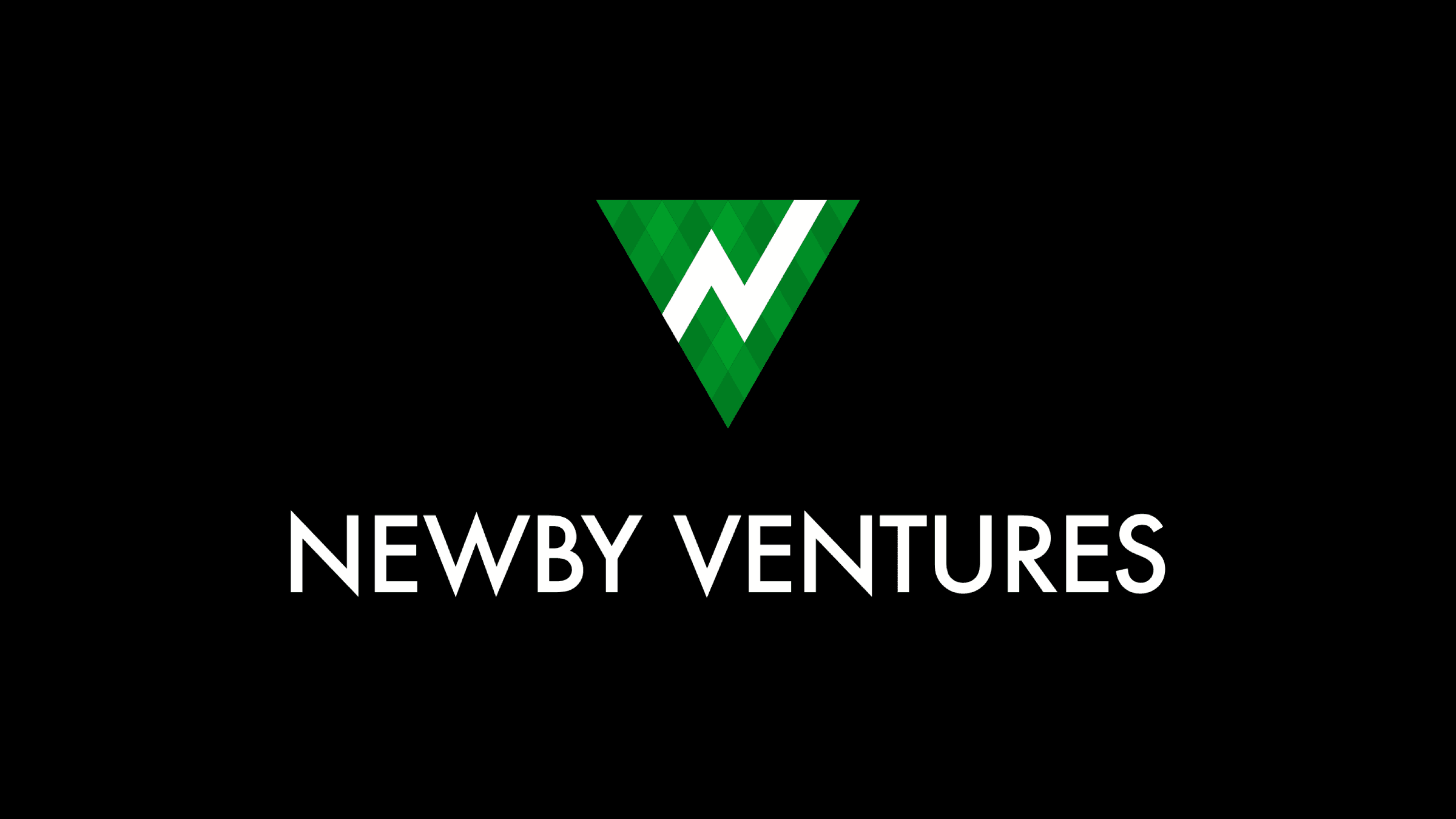 The Newby Ventures logo and wordmark, reversed white and green on black