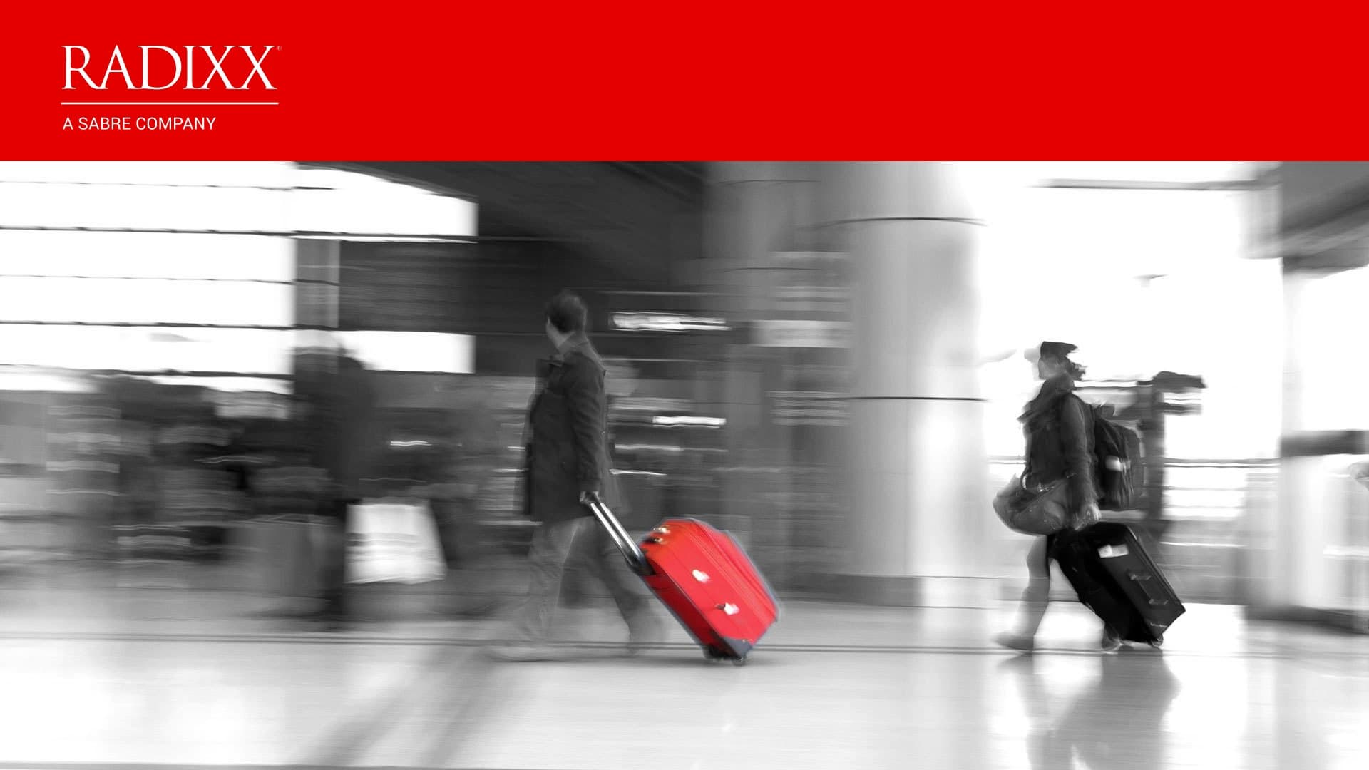 Radixx digital signage displayed on a screen at an event — slide 1 of 13
